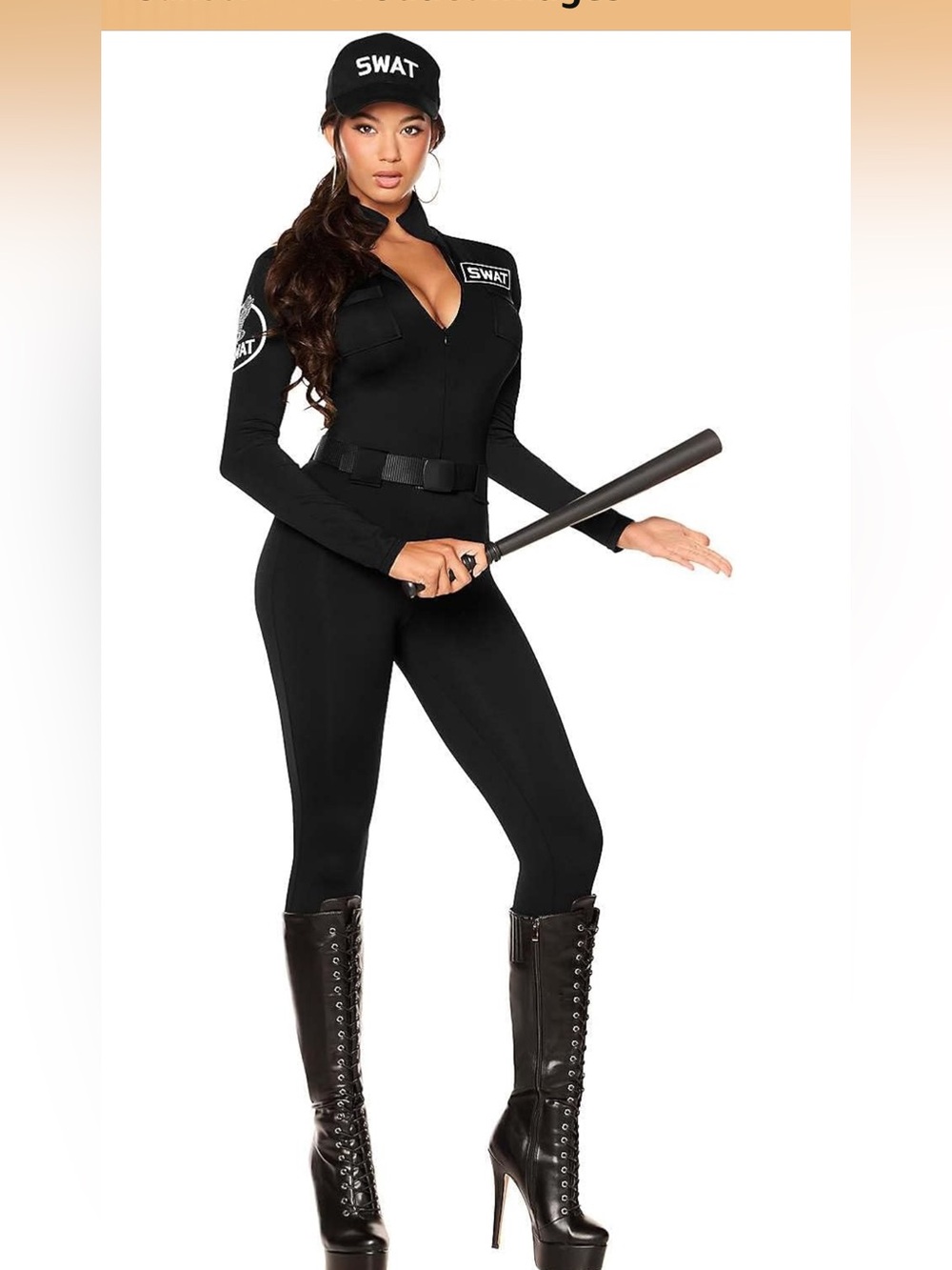 SZ LRG Halloween Adult SWAT Catsuit Costume-Police Officer Cosplay